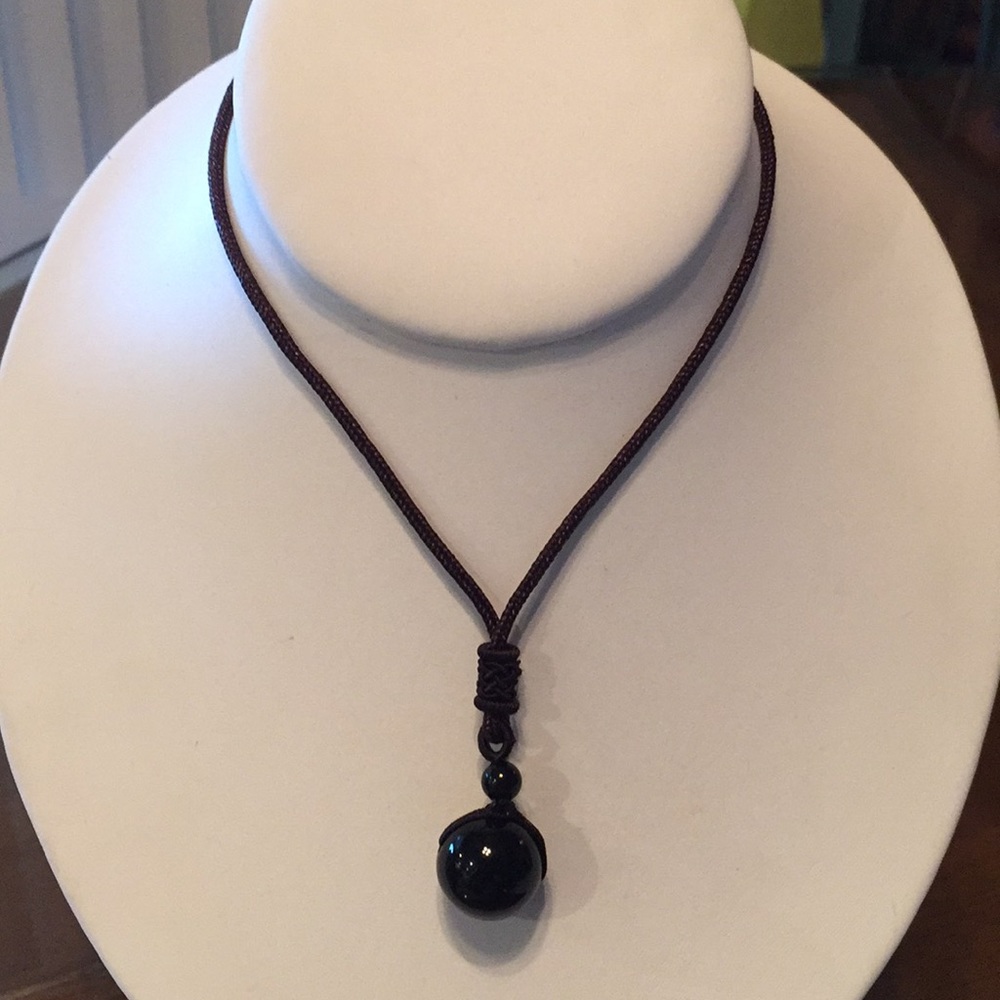 Obsidian Natural Stone Rainbow Eye Bead Ball Pend